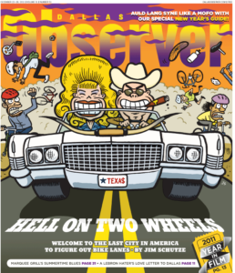 cars vs. bikes illustration - Dallas Observer