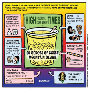 cartoon about giant sodas and NYC soda ban