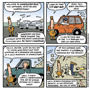 cartoon about idling cars