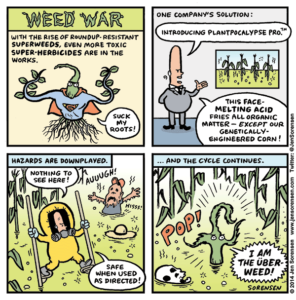 Cartoon about superweeds and herbicide resistance
