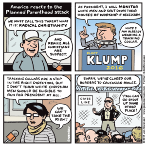 Cartoon about Planned Parenthood shooting and Islamophobia
