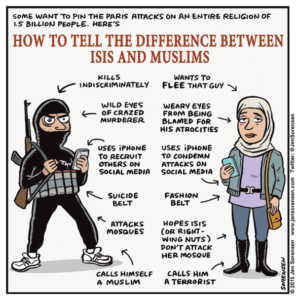 cartoon about ISIS and Islamophobia