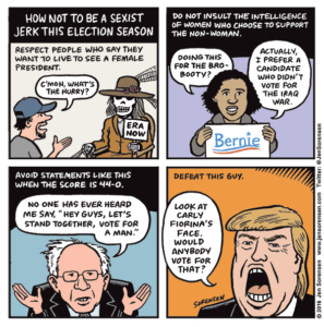 Cartoon about sexism and the 2016 presidential race