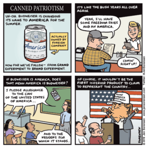 cartoon about Budweiser naming itself America