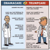 Cartoon: A handy comparison of Obamacare vs. Trumpcare