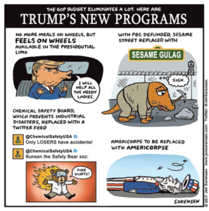 cartoon on Trump and GOP budget for 2017