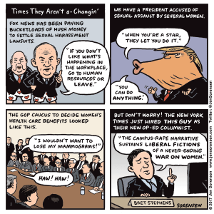 Cartoon about New York Times hiring columnist Bret Stephens