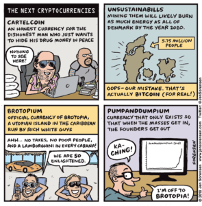 cartoon about Bitcoin and other cryptocurrencies