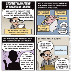 Cartoon about Americans minds being hacked