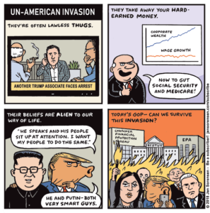 comic about the Trump administration's rhetoric about immigrants