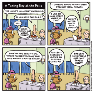 voter suppression cartoon