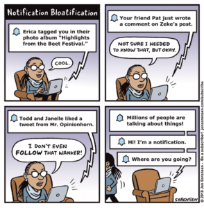 cartoon about social media notifications