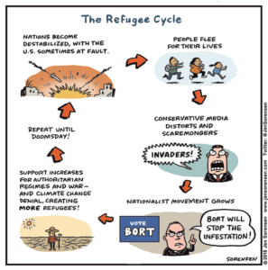 refugee cartoon