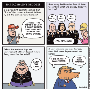 cartoon featuring zen koans about Trump's impeachment