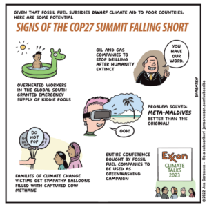 cartoon on the possibility of failure at cop27 climate conference in egypt