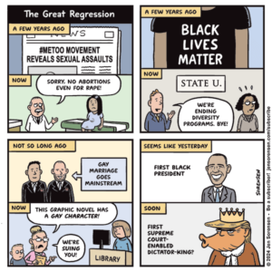 cartoon about erosion of social progress in America